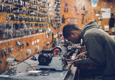 Man grinding keys